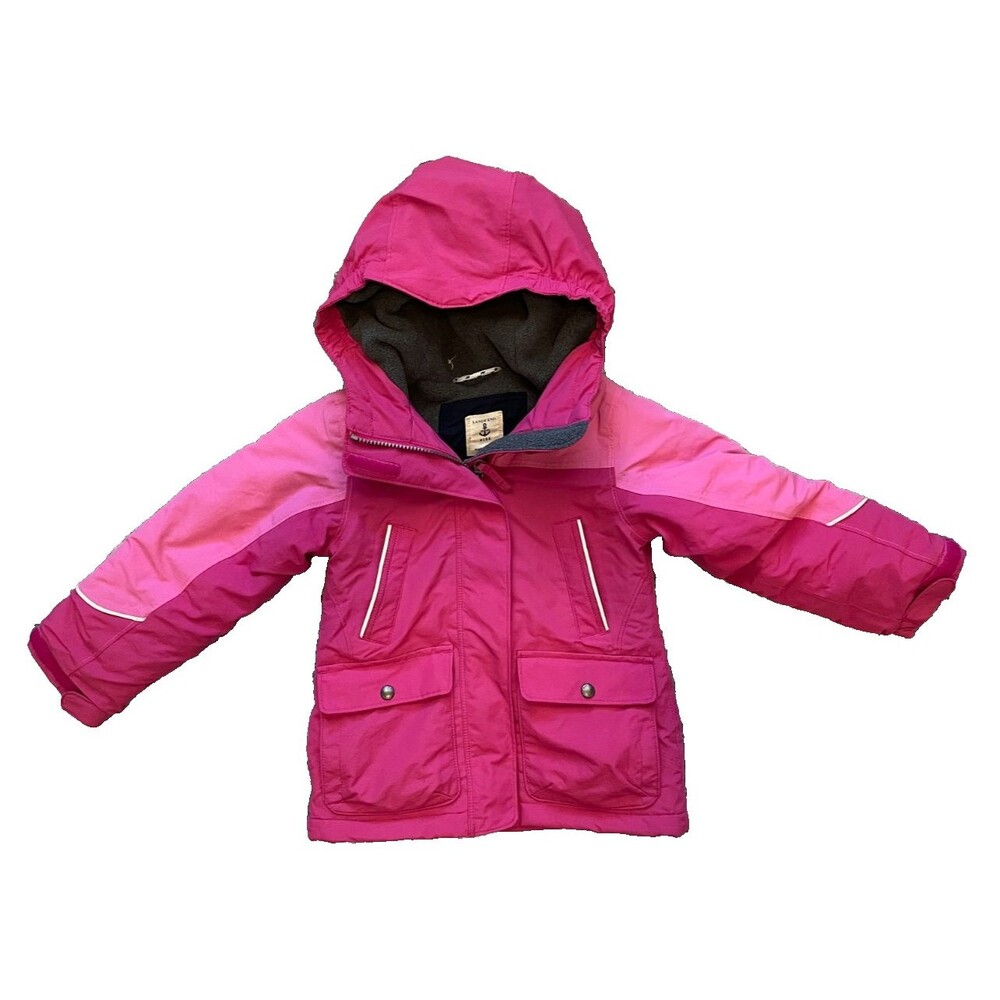 LANDS END Girls COAT Hooded PINK Squall Grow-A-Long Size S/4